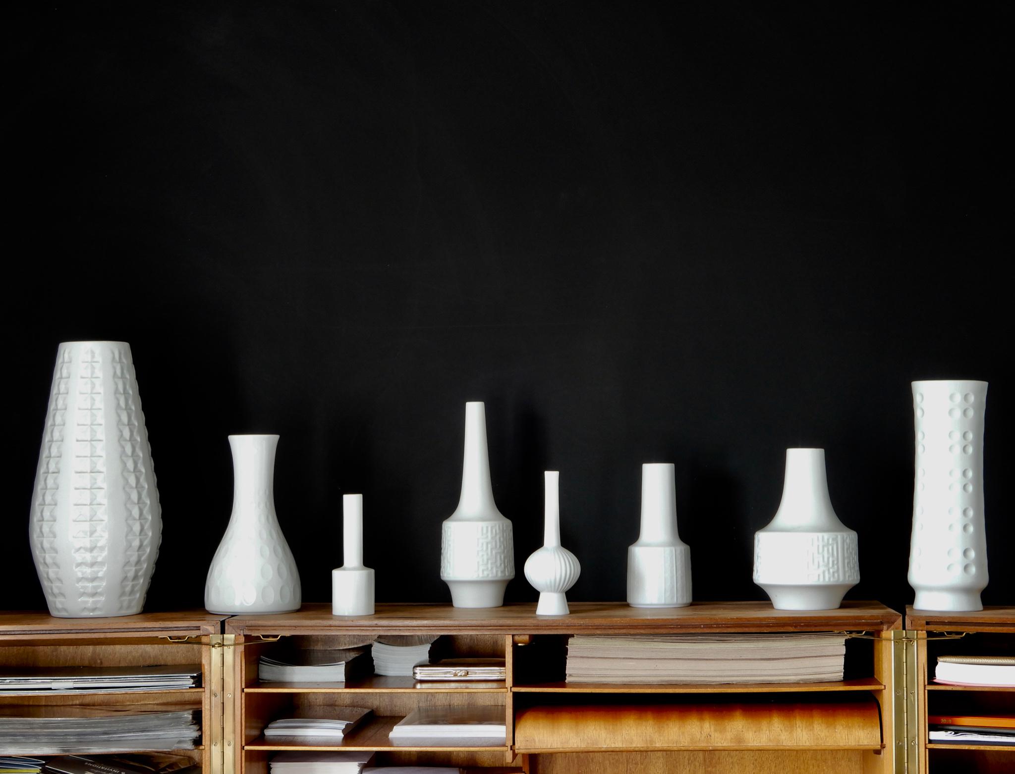 Mid-20th Century Set of 8 German White Ceramic Vases, 1960s
