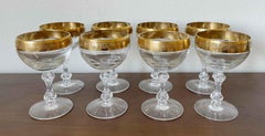 Set di 8 bicchieri da vino in cristallo dorato