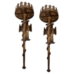 Set of 8 Gilt Iron Sconces, Sold in Pairs