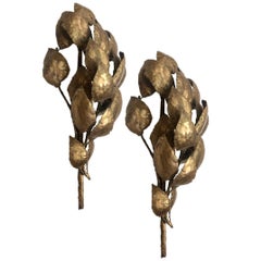 Set of 8 Gilt Metal Sconces, Sold in pairs