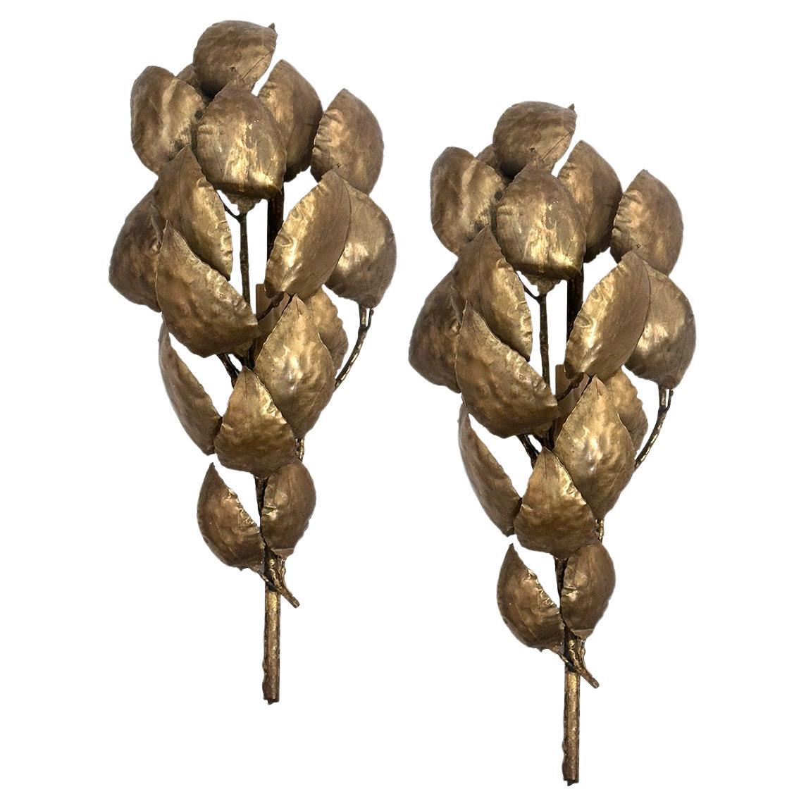 Set of 8 Gilt Metal Sconces, Sold in pairs