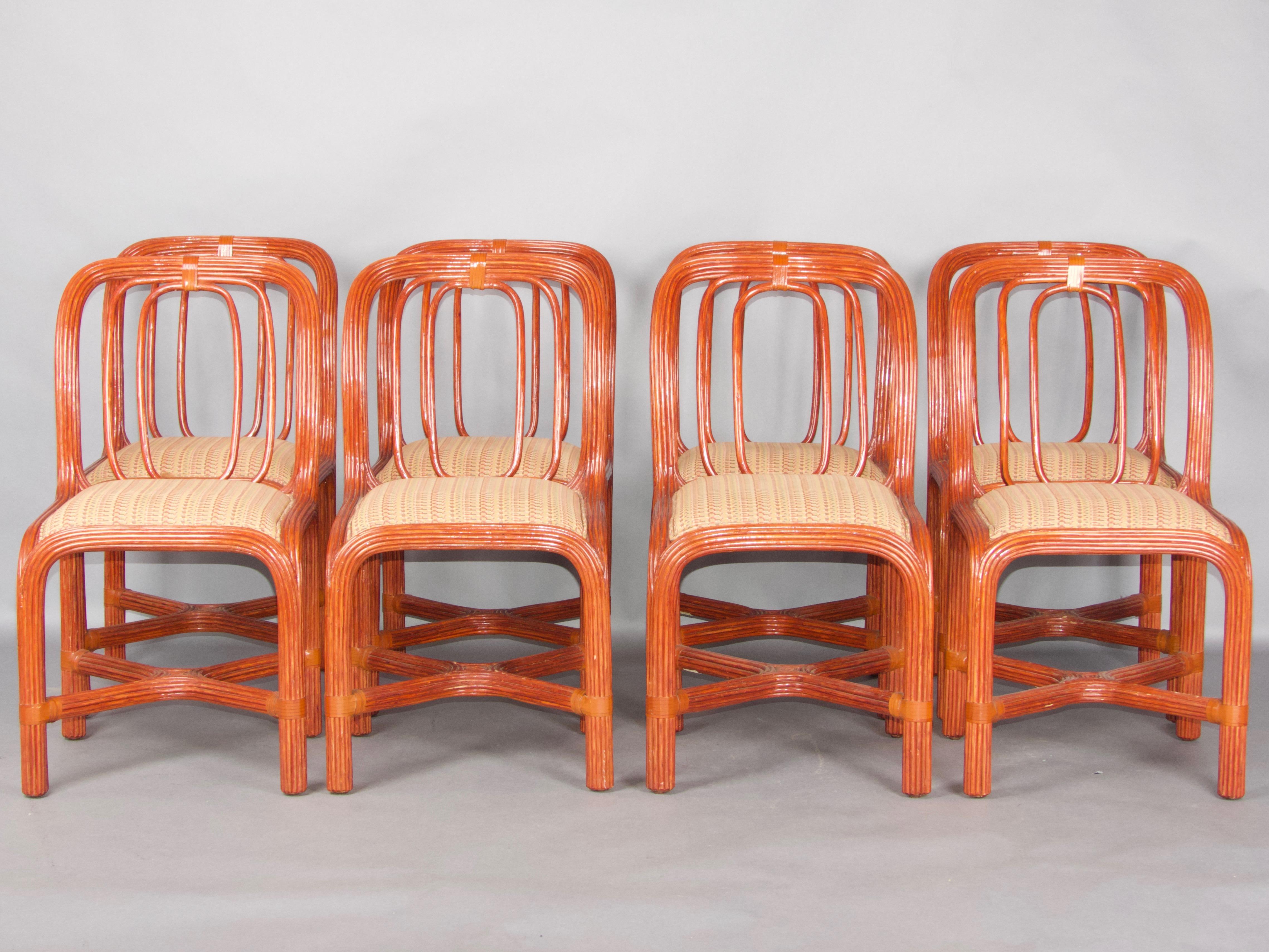 Italian Set of 8 Giorgetti rattan chairs