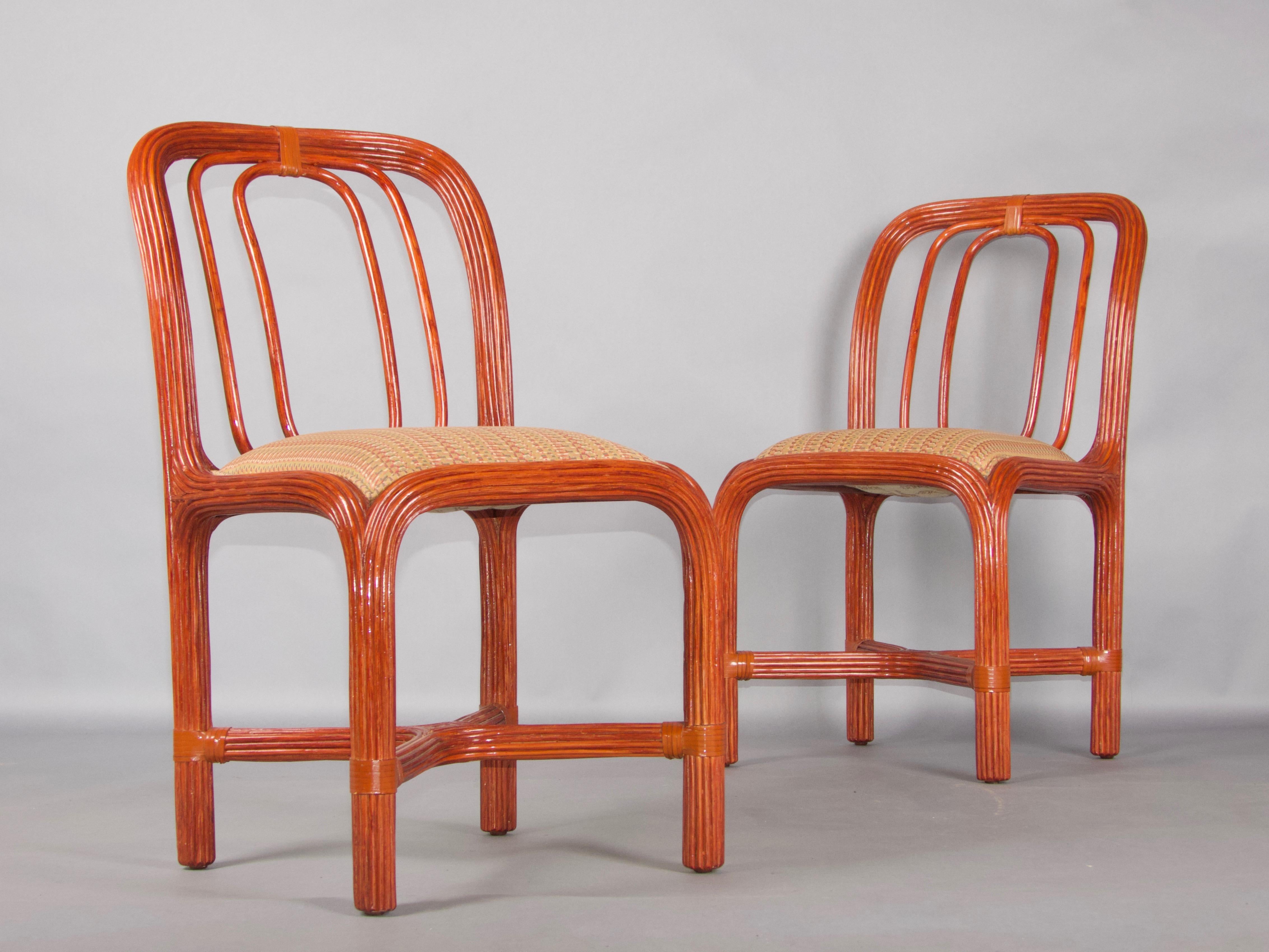 Late 20th Century Set of 8 Giorgetti rattan chairs