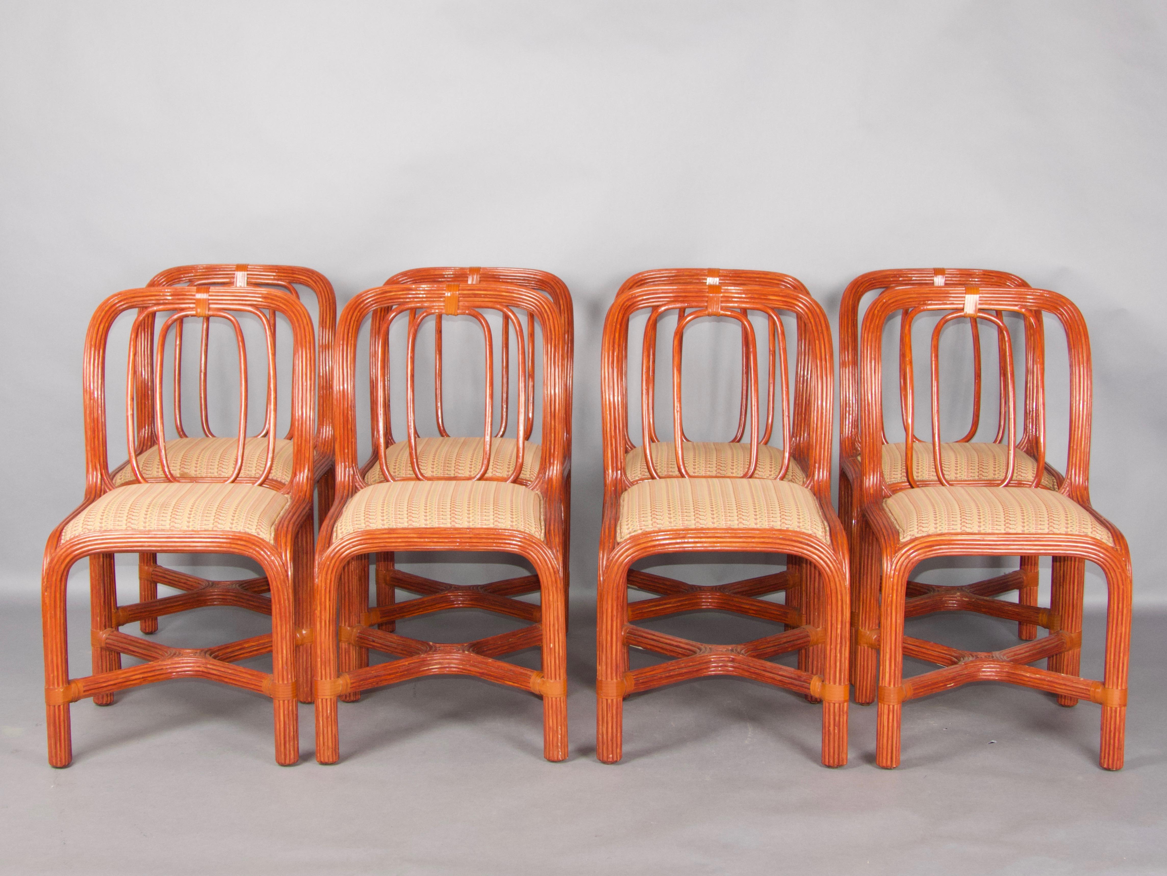 Set of 8 Giorgetti rattan chairs 2