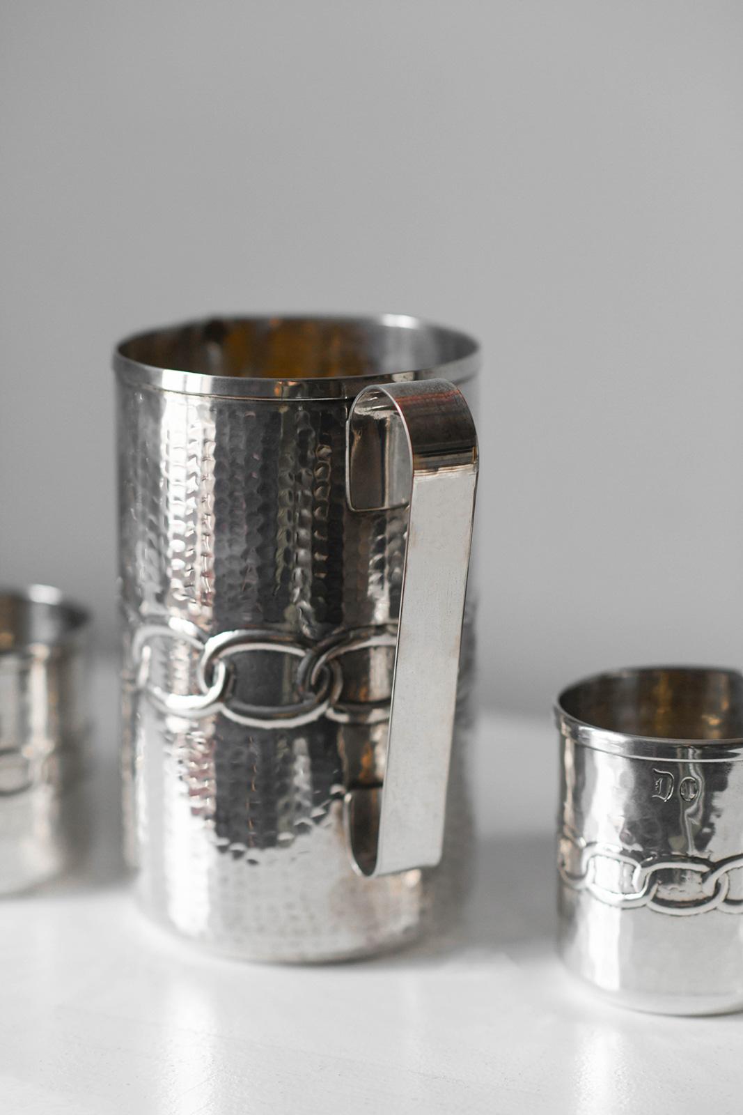 Mid-20th Century Set of 8 Glasses + 1 Pitcher by Argentieri Fratelli Calegaro, 1968 For Sale