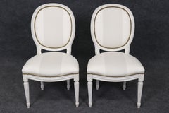 Set of 8 Gorgeous Maison Jansen Style Louis XVI White Painted Dining Chairs