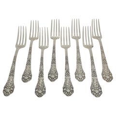 Satz von 8 Gorham Medici Old Sterling Silver Gabeln w/Mono 6 3/4"" #18823