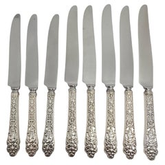 Set of 8 Gorham Medici Old Sterling Silver Handle Knives w/Mono 8 5/8" #18820