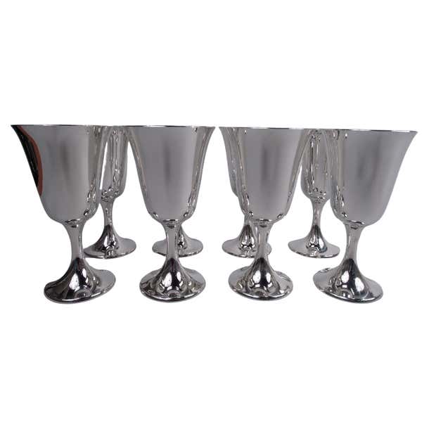 Set of 8 Gorham Sterling Silver Goblets in Desirable Puritan Pattern ...