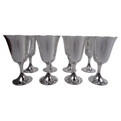 Set of 8 Gorham Sterling Silver Goblets in Desirable Puritan Pattern