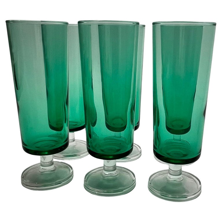 Set of Eight Mid-Century Modern Green Glasses, Italian, 1970 For Sale at  1stDibs