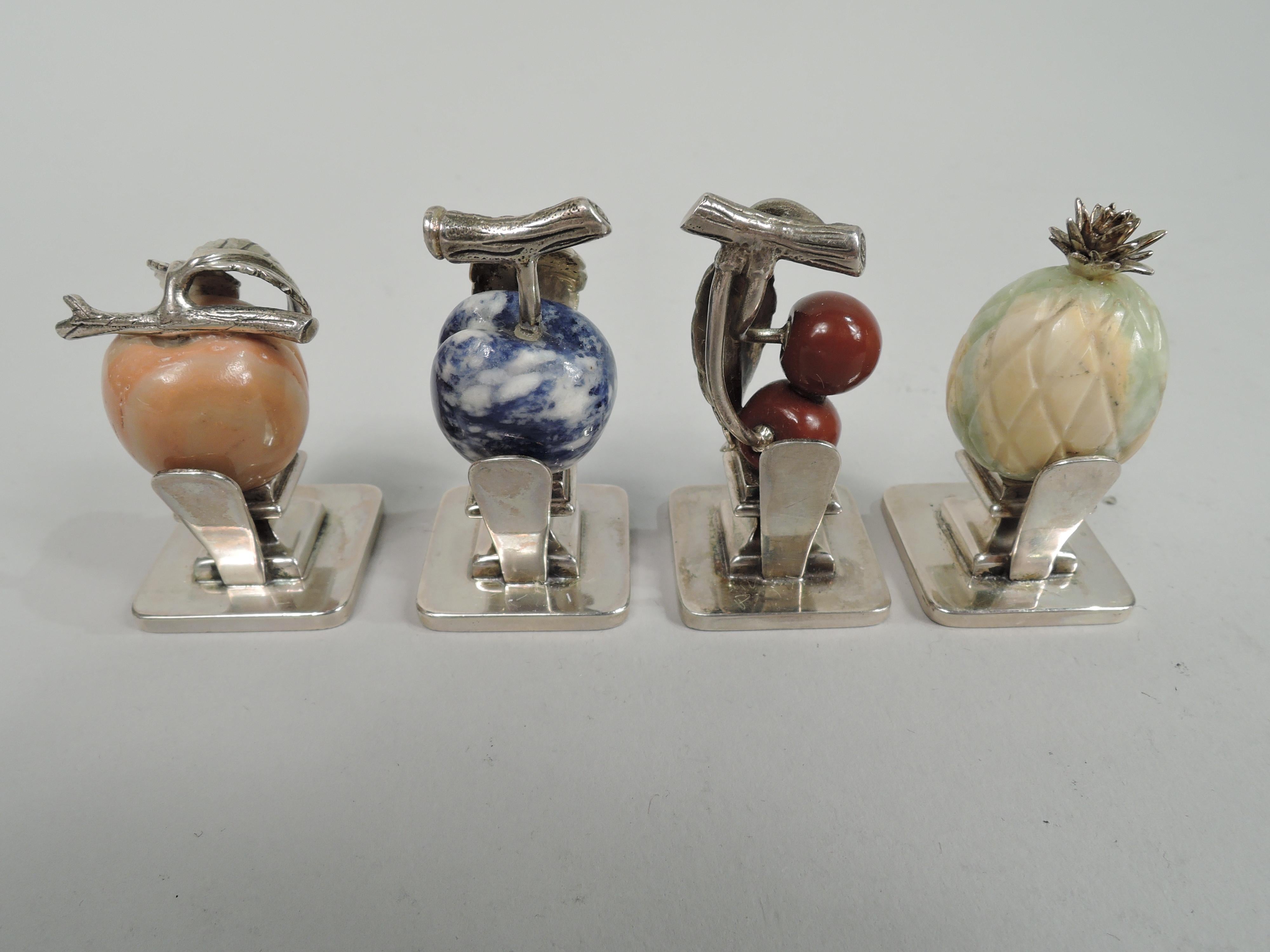 Set von 8 Gucci-Kartenhaltern aus Silber mit Obst aus Hartstein (Italienisch)