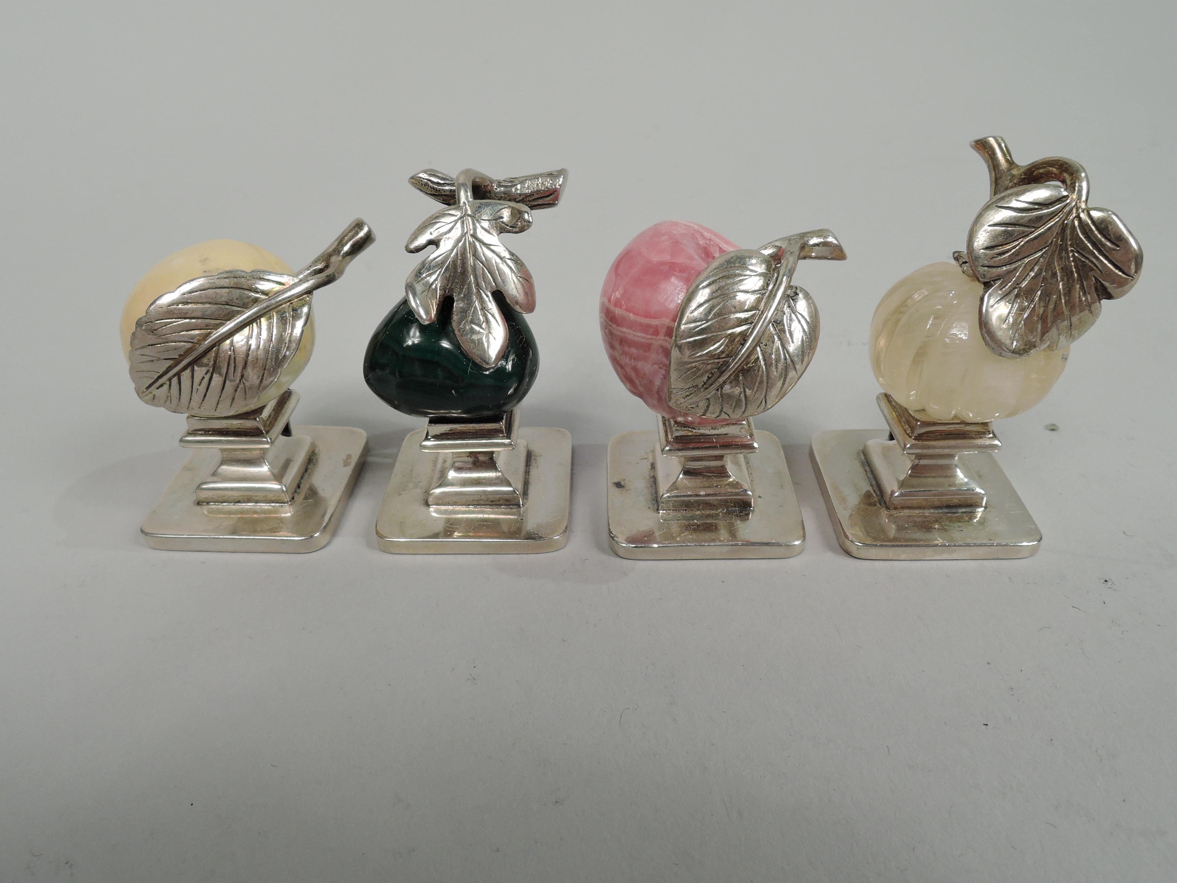 Set von 8 Gucci-Kartenhaltern aus Silber mit Obst aus Hartstein im Zustand „Gut“ in New York, NY