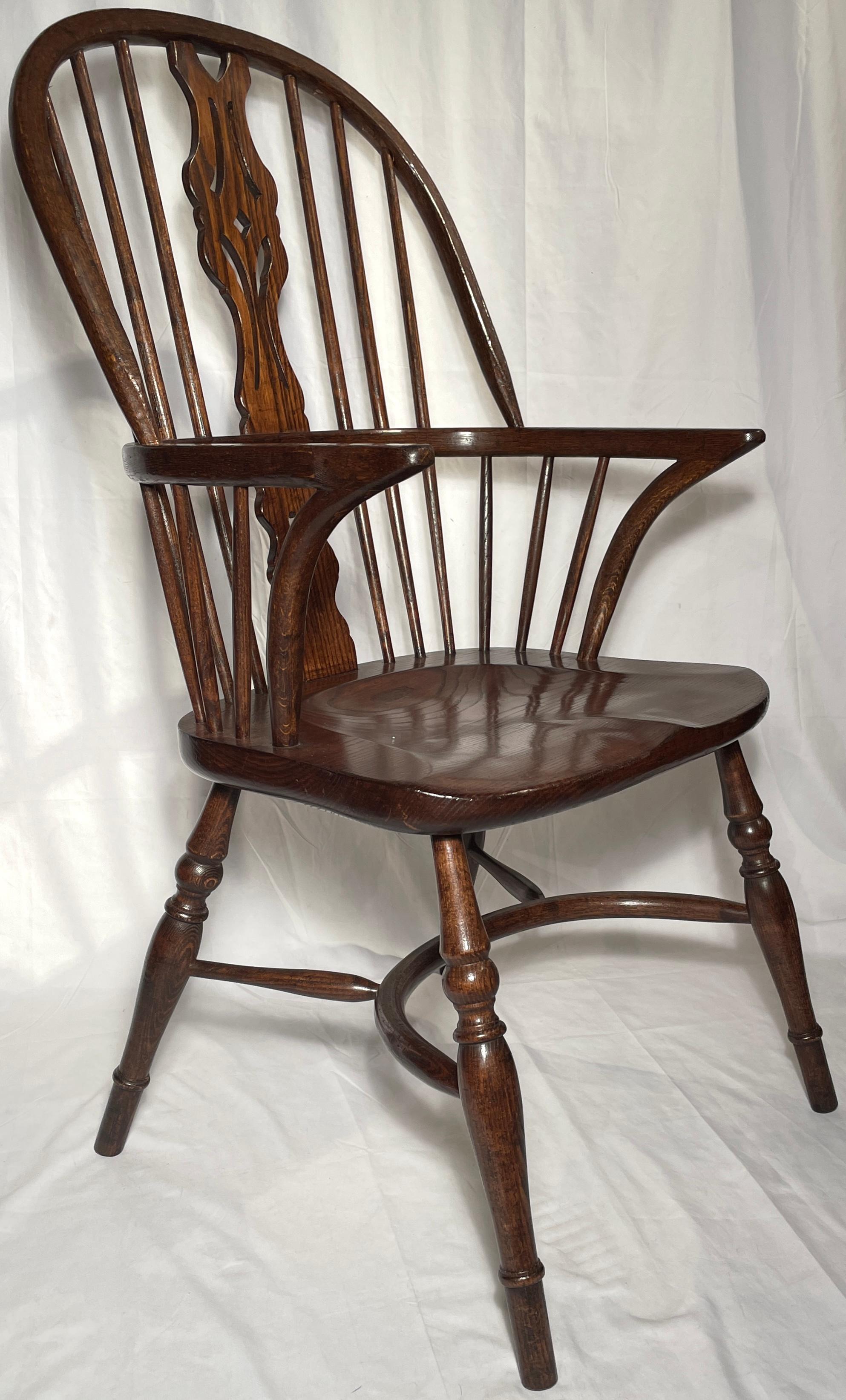 Set of 8 Hand-Made English Oak Windsor Arm Chairs In Good Condition In New Orleans, LA