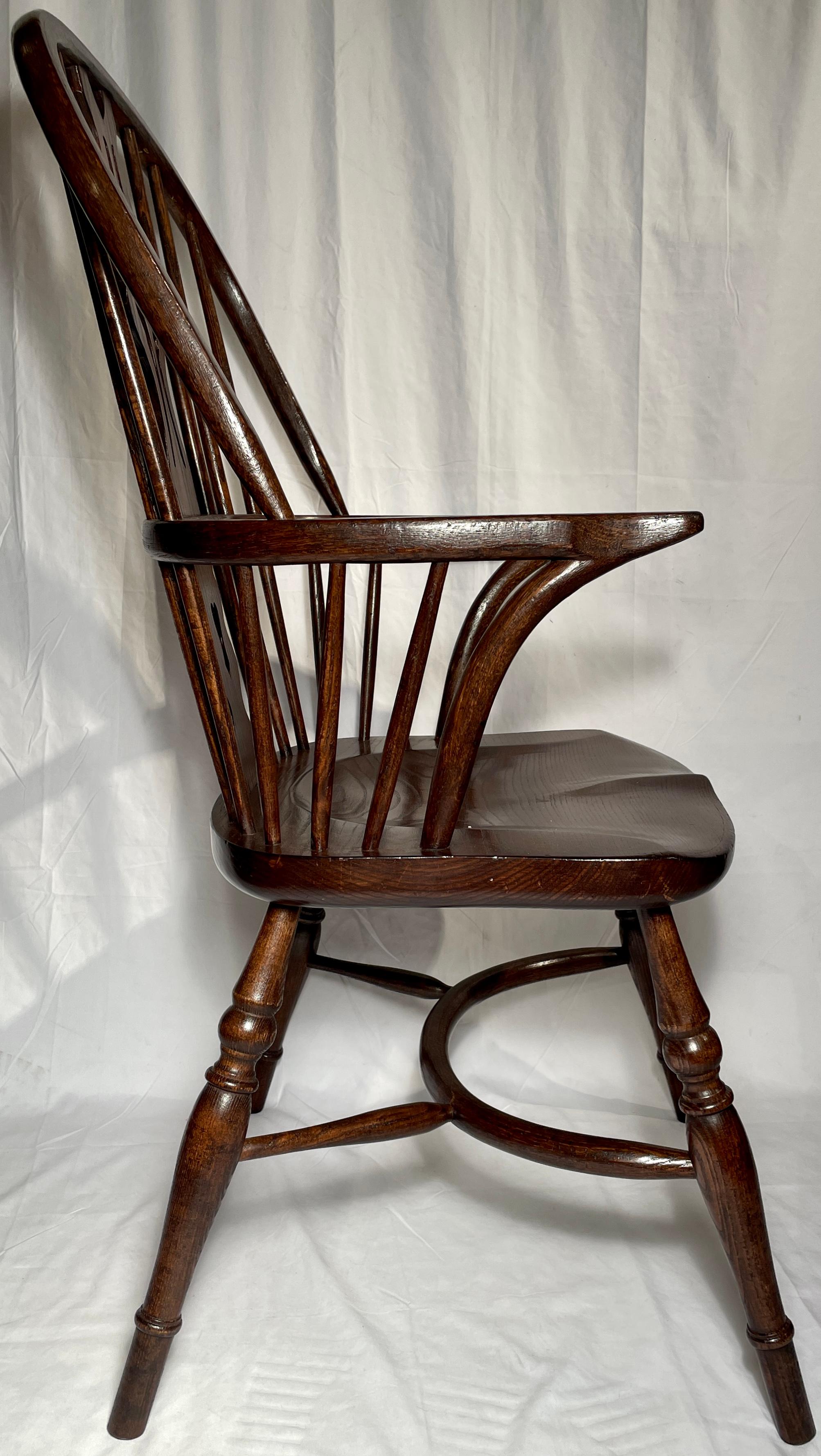 20th Century Set of 8 Hand-Made English Oak Windsor Arm Chairs