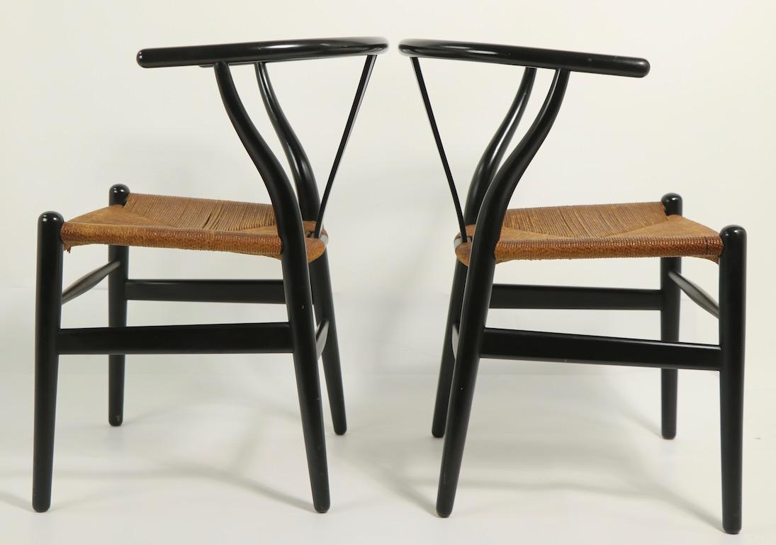 Set of 8 Hans Wegner Carl Hansen CH 24 Wishbone Y Chairs in Black Finish 10