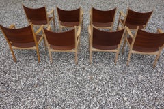 Set of 8 Hans Wegner JH 513 Armchairs Teak and Oak by Johannes Hansen