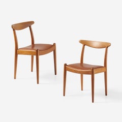 Set of 8 Hans Wegner Model W1 Oak Dining Chairs, 1950s