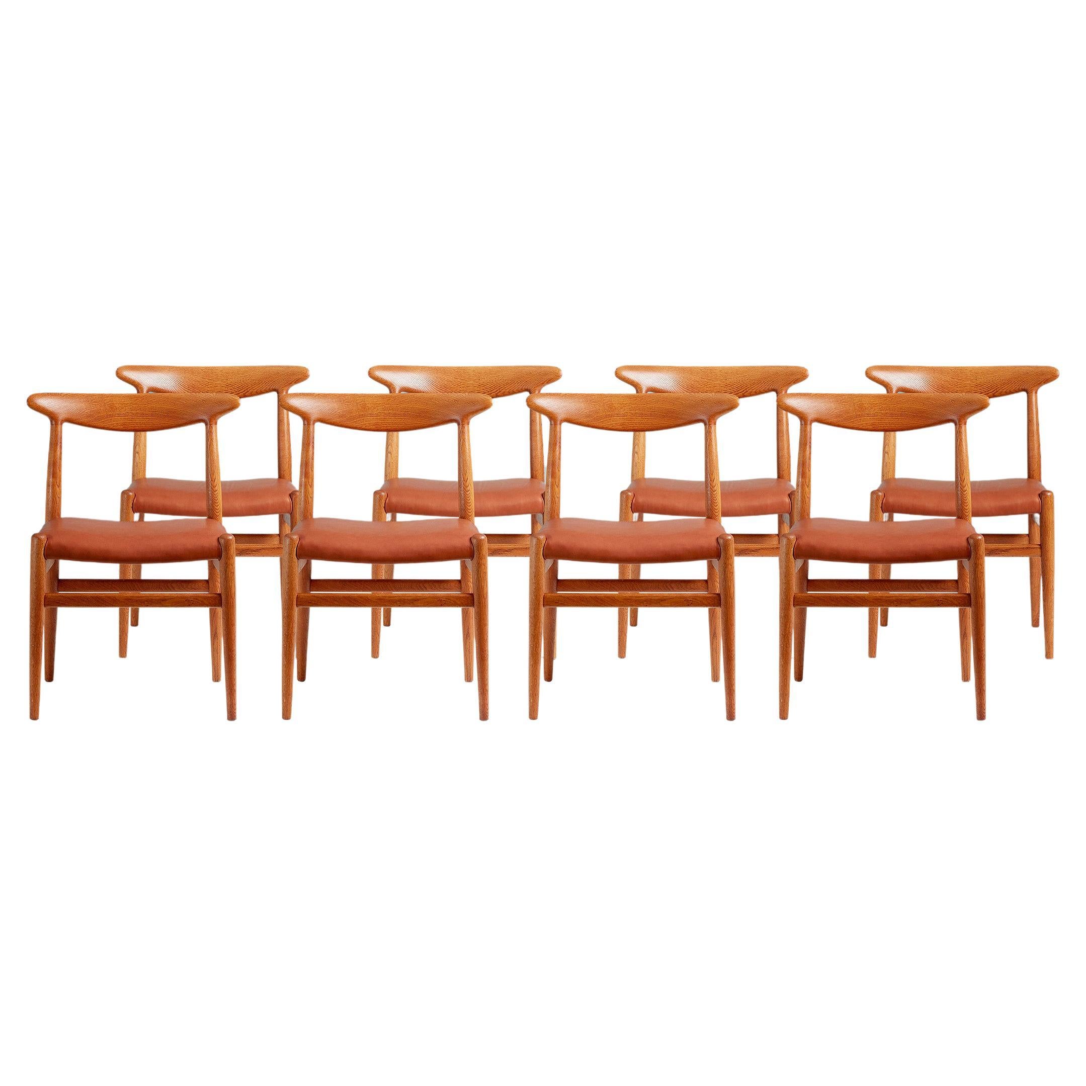 Set of 8 Hans Wegner W2 Dining Chairs For Sale