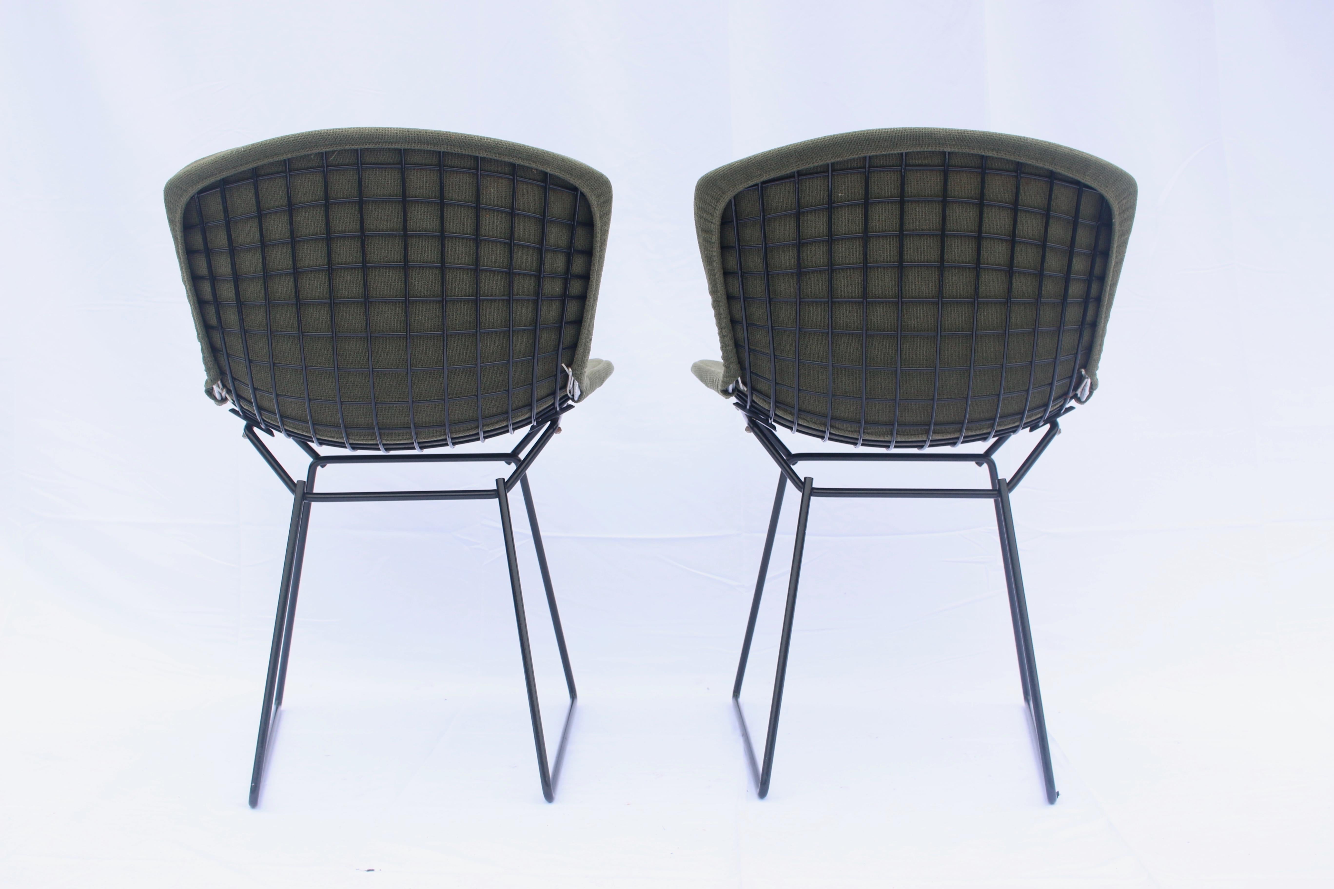 Fabric Set of 6 or 8 Harry Bertoia for Knoll Wire Chairs, 1960s-1970s