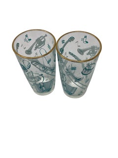 Set of 8 Hazel-Atlas Musical Themed Highball Glasses