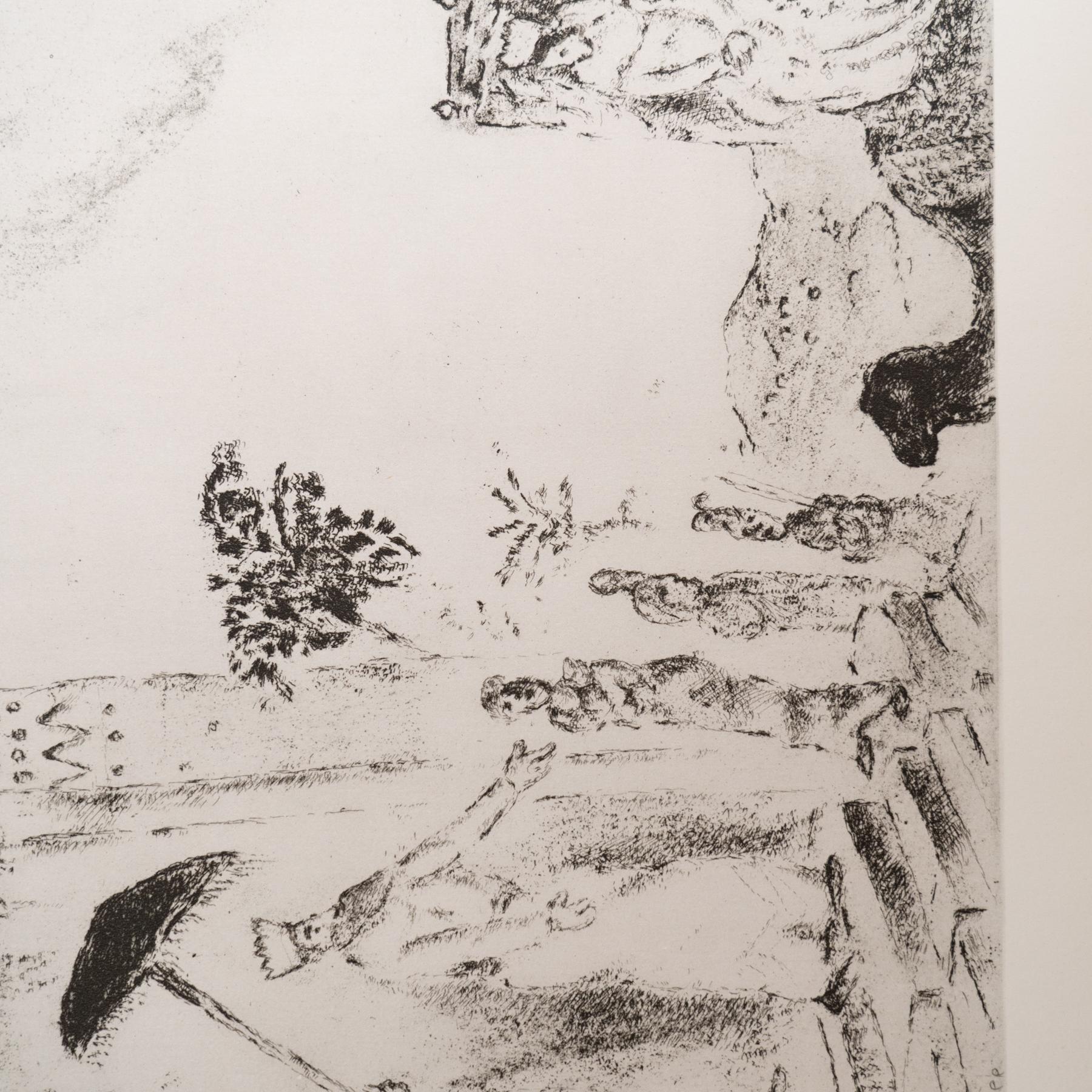Conjunto de 8 grabados en heliograbado de Marc Chagall de su icónica serie bíblica Papel en venta