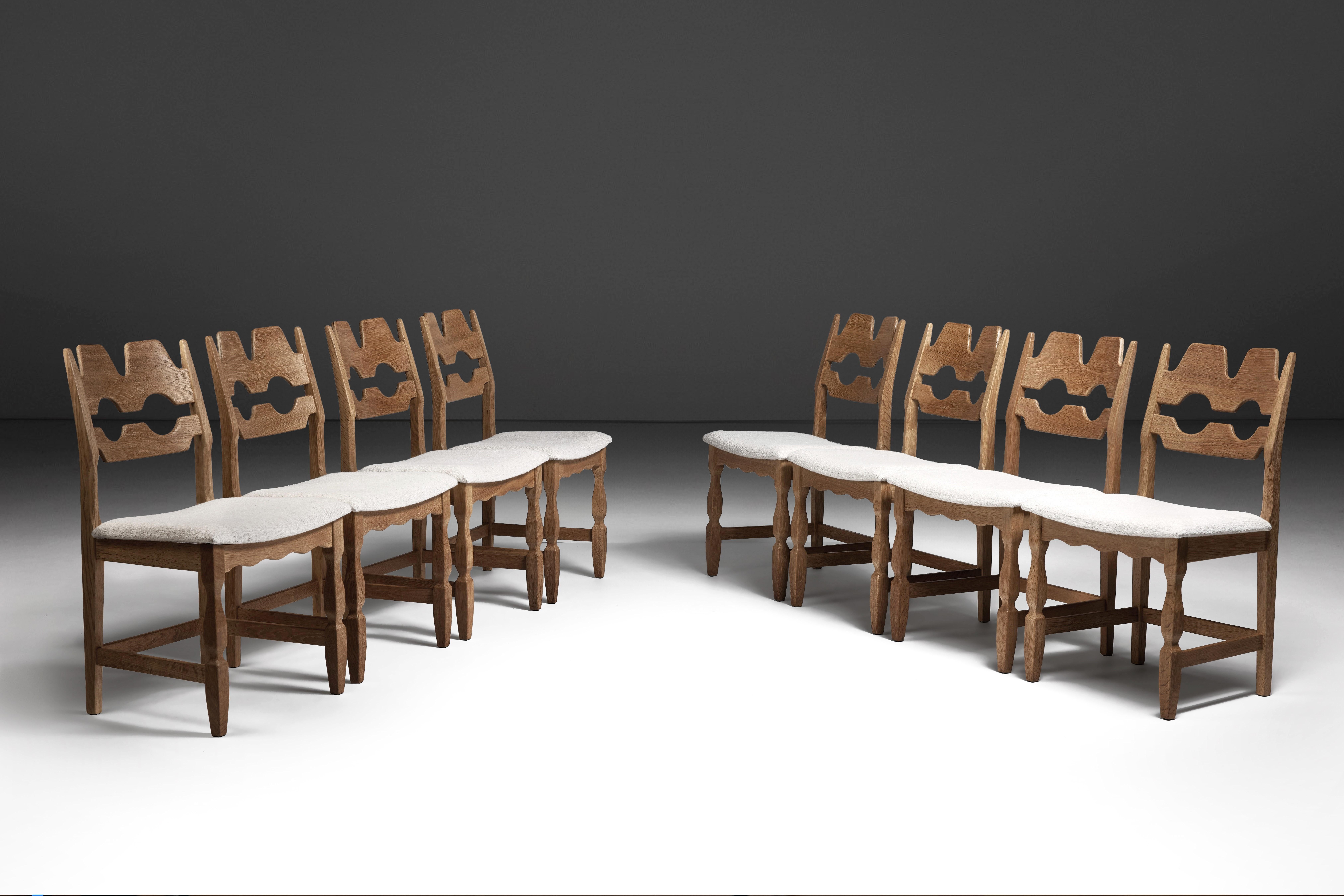 Mid-Century moderno Set di 8 sedie da pranzo Henning Kjaernulf in Oak - 