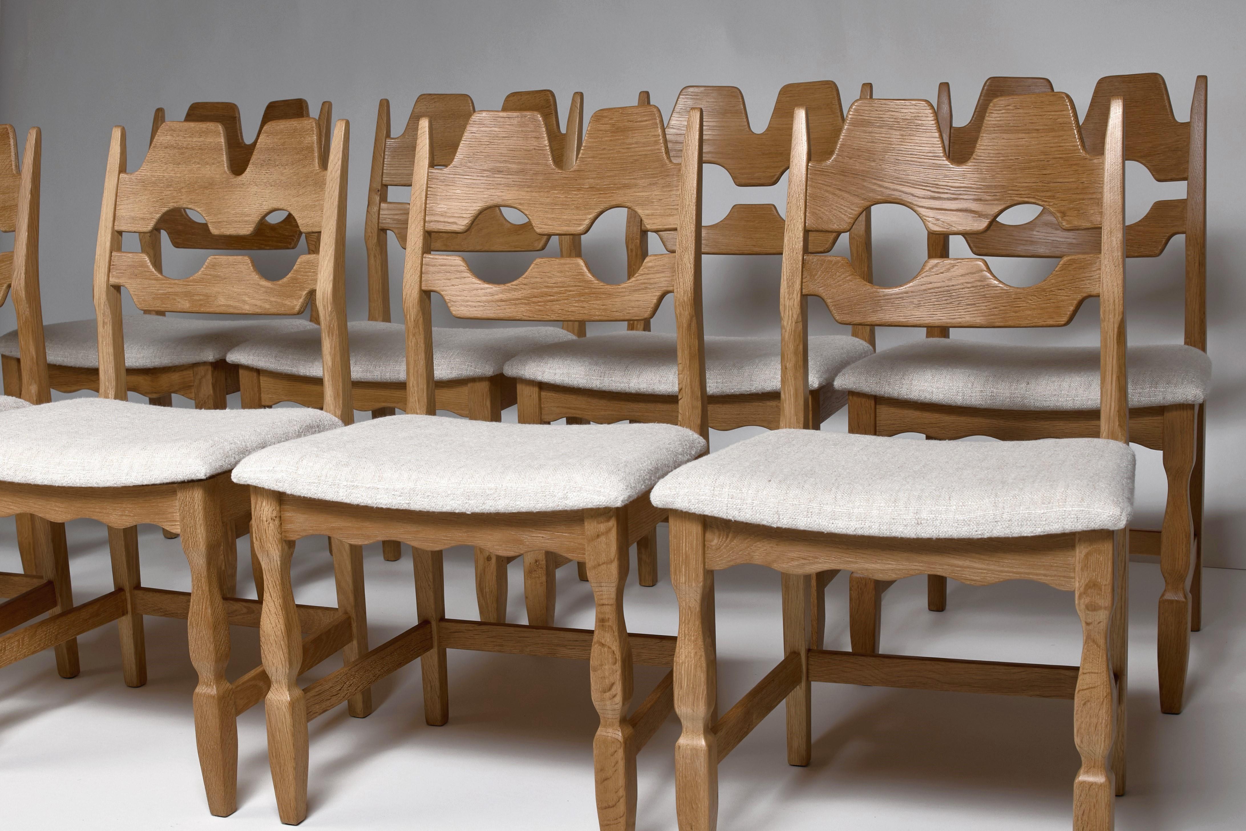 Lino Set di 8 sedie da pranzo Henning Kjaernulf in Oak - 