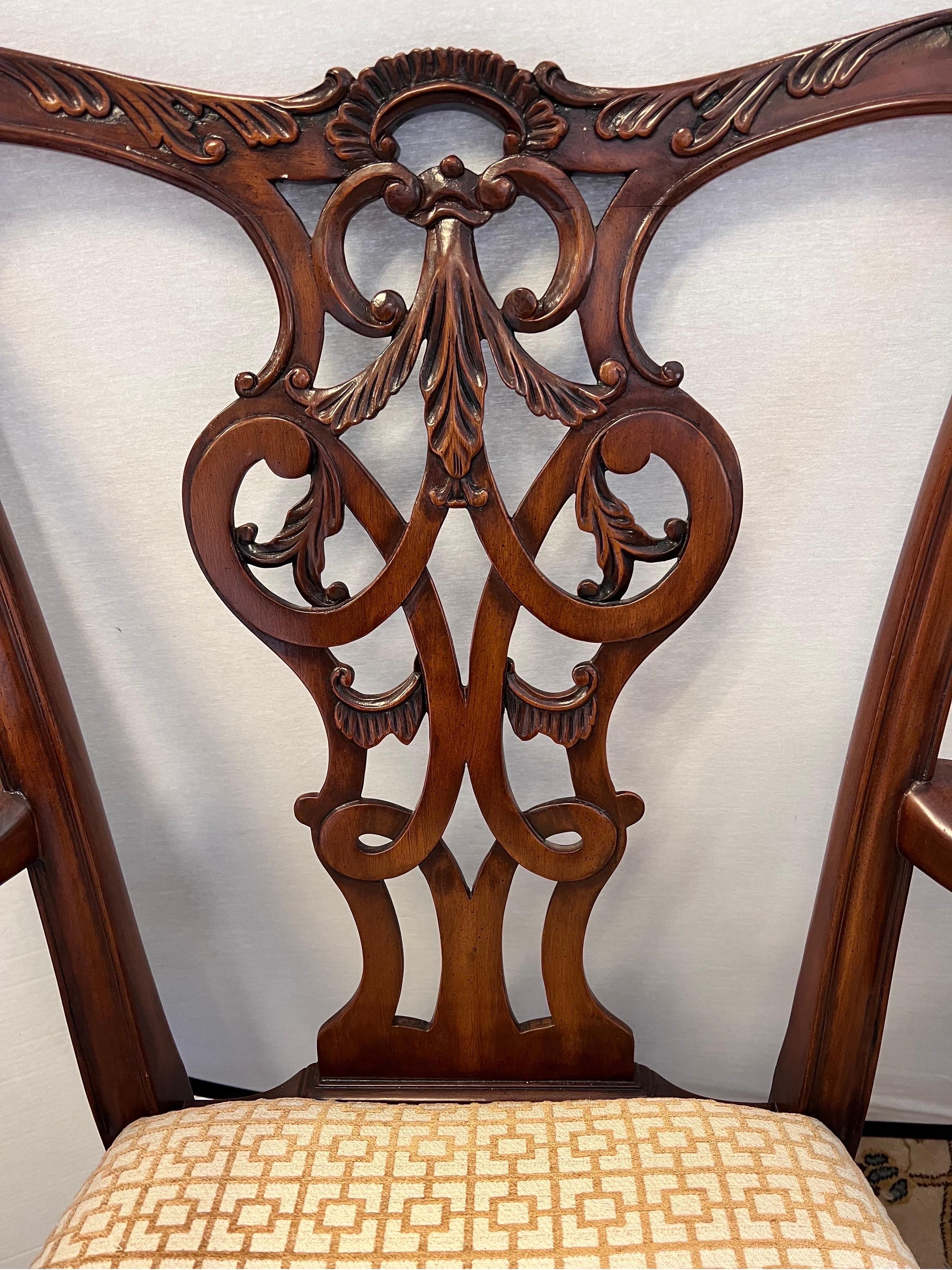 Set of 8 Henredon Carved Mahogany Dining Chairs  2