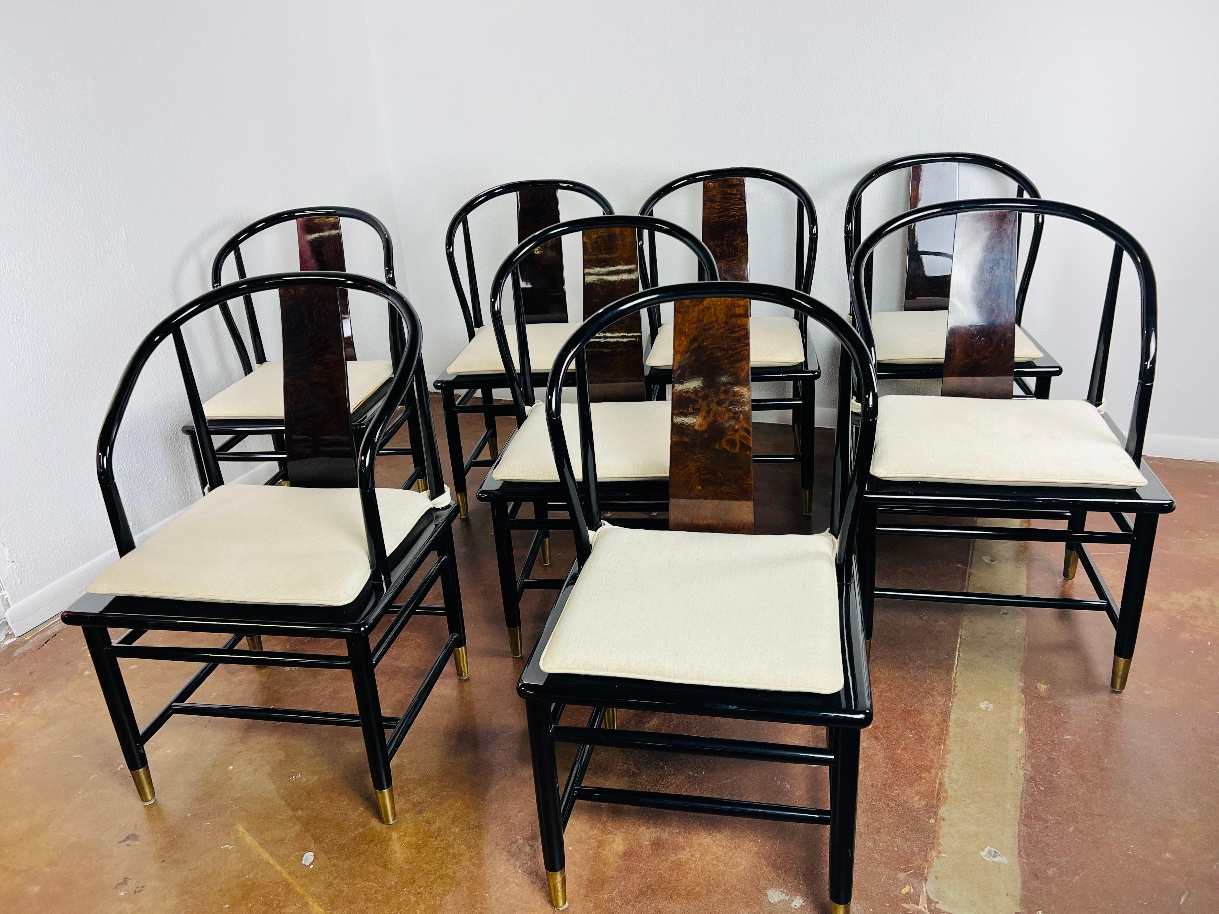 Mid-Century Modern Set of 8 Henredon Scene Three Lacquered Dining Chairs