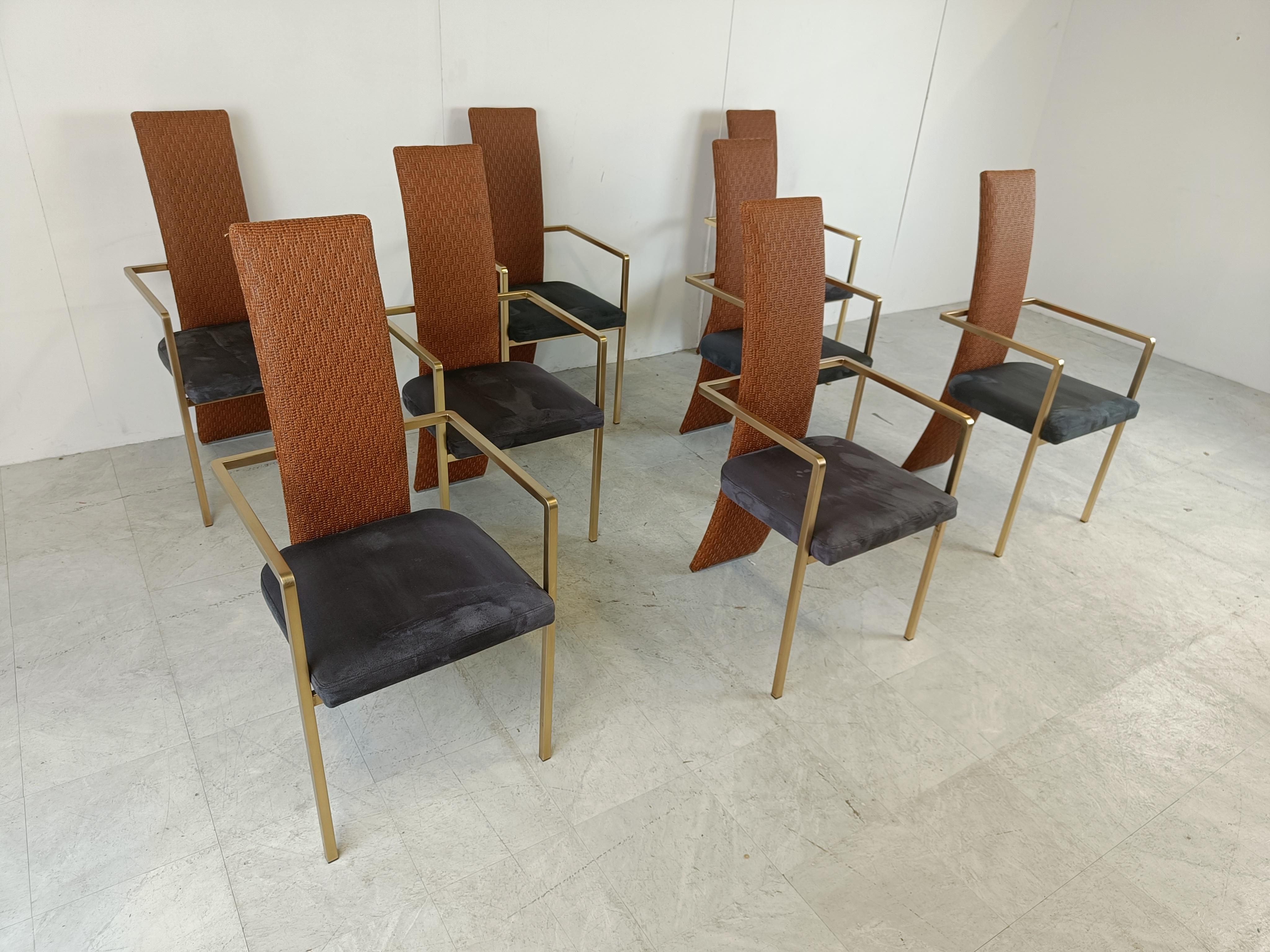 Set of 8 high back Belgochrom dining chairs, 1970s  In Excellent Condition For Sale In HEVERLEE, BE