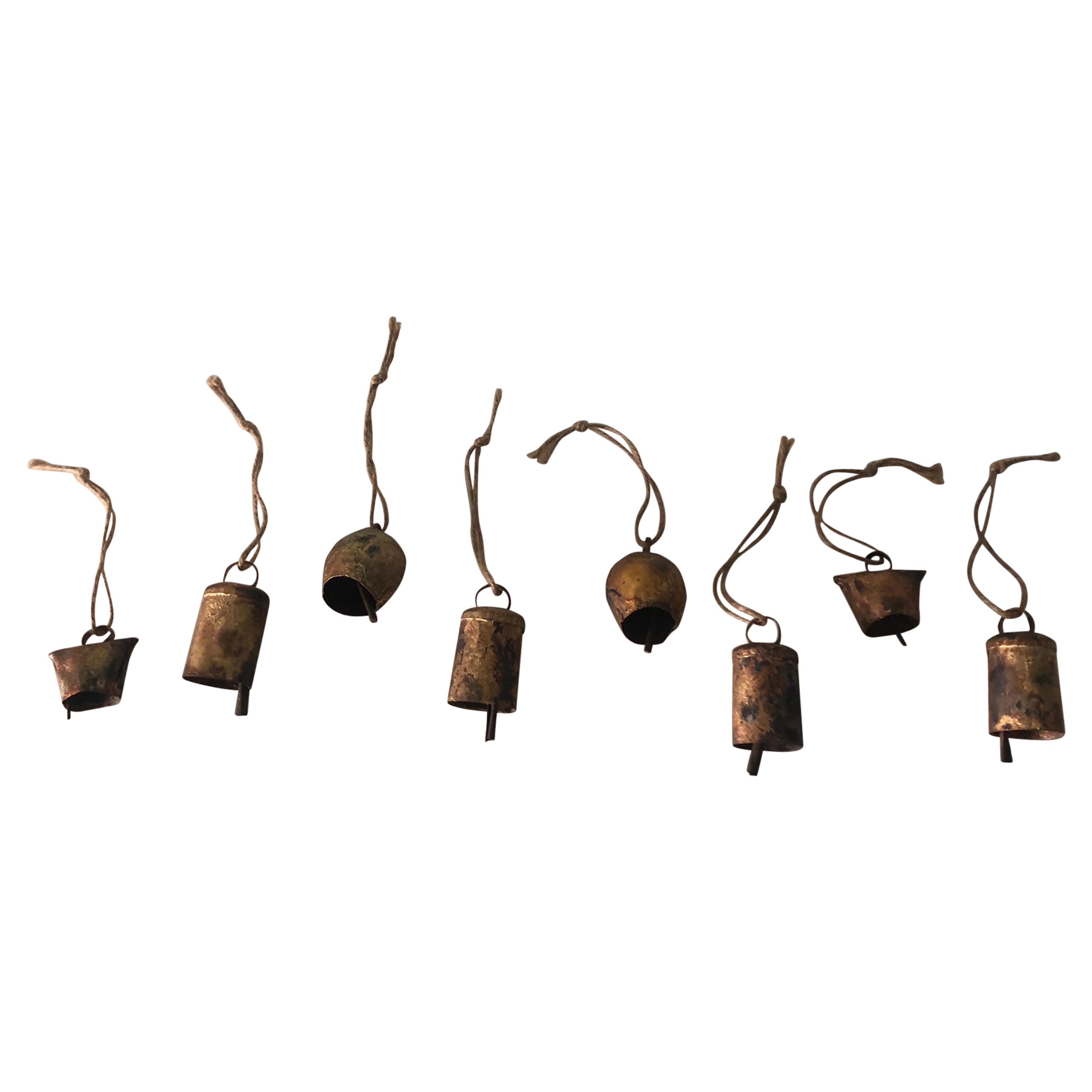 Set of 
8
 Holiday Gold Festive Brass Christmas Tree Ornaments