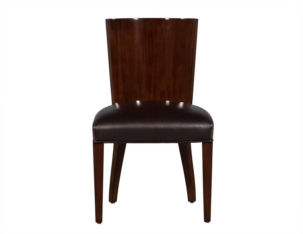 Modern Set of 8 Hollywood Ralph Lauren Leather Dining Chairs