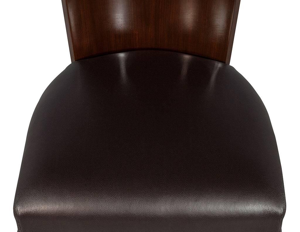 Contemporary Set of 8 Hollywood Ralph Lauren Leather Dining Chairs