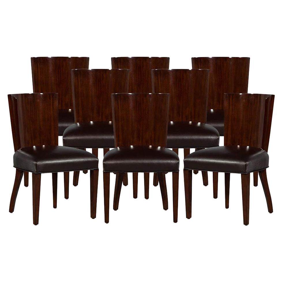 Set of 8 Hollywood Ralph Lauren Leather Dining Chairs