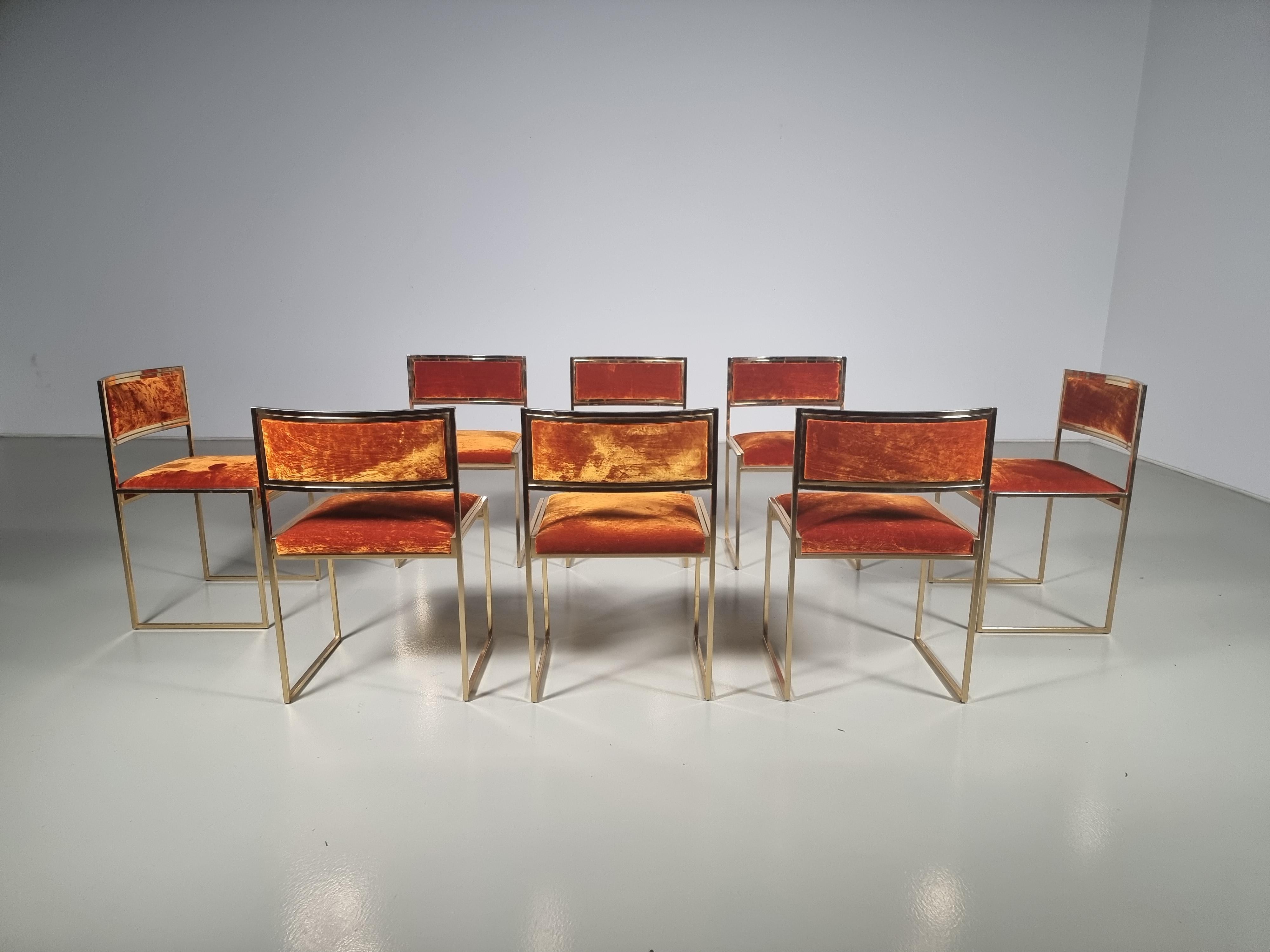 Mid-20th Century Set of 8 Hollywood Regency Dining Chairs in the Style of Willy Rizzo, 1960s