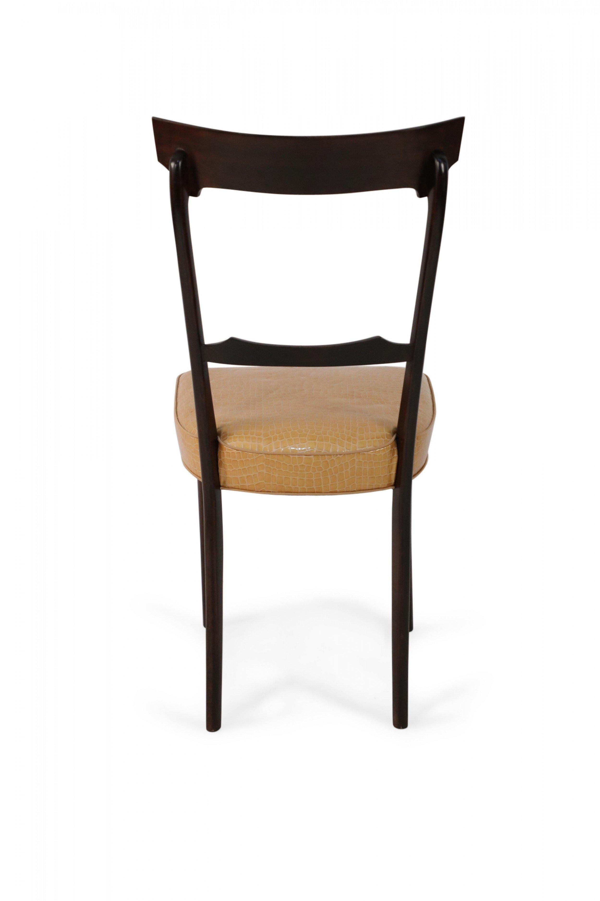 Set of 8 Ico Parisi Italian Mid-Century Mahogany Framed Dining Chairs In Good Condition For Sale In Queens, NY