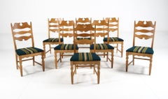 Juego de 8 Sillas de Comedor Iconic Razorblade Versión Alta en Roble Tallado Años 60