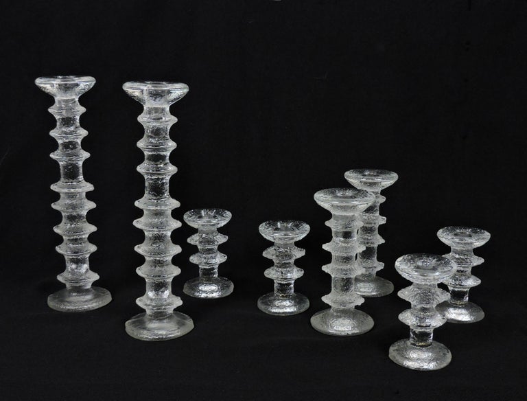 Set of 8 Iittala Festivo Glass Candlesticks by Timo Sarpaneva For Sale 4