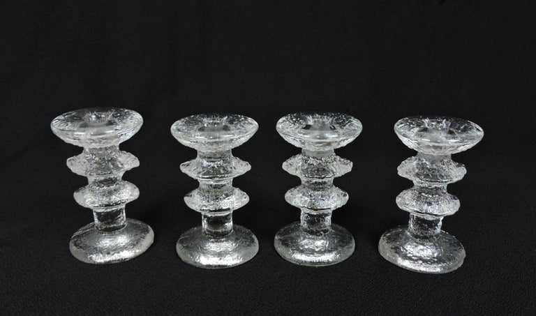 Set of 8 Iittala Festivo Glass Candlesticks by Timo Sarpaneva In Good Condition For Sale In Chesterfield, NJ