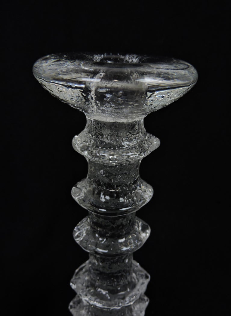 Late 20th Century Set of 8 Iittala Festivo Glass Candlesticks by Timo Sarpaneva For Sale