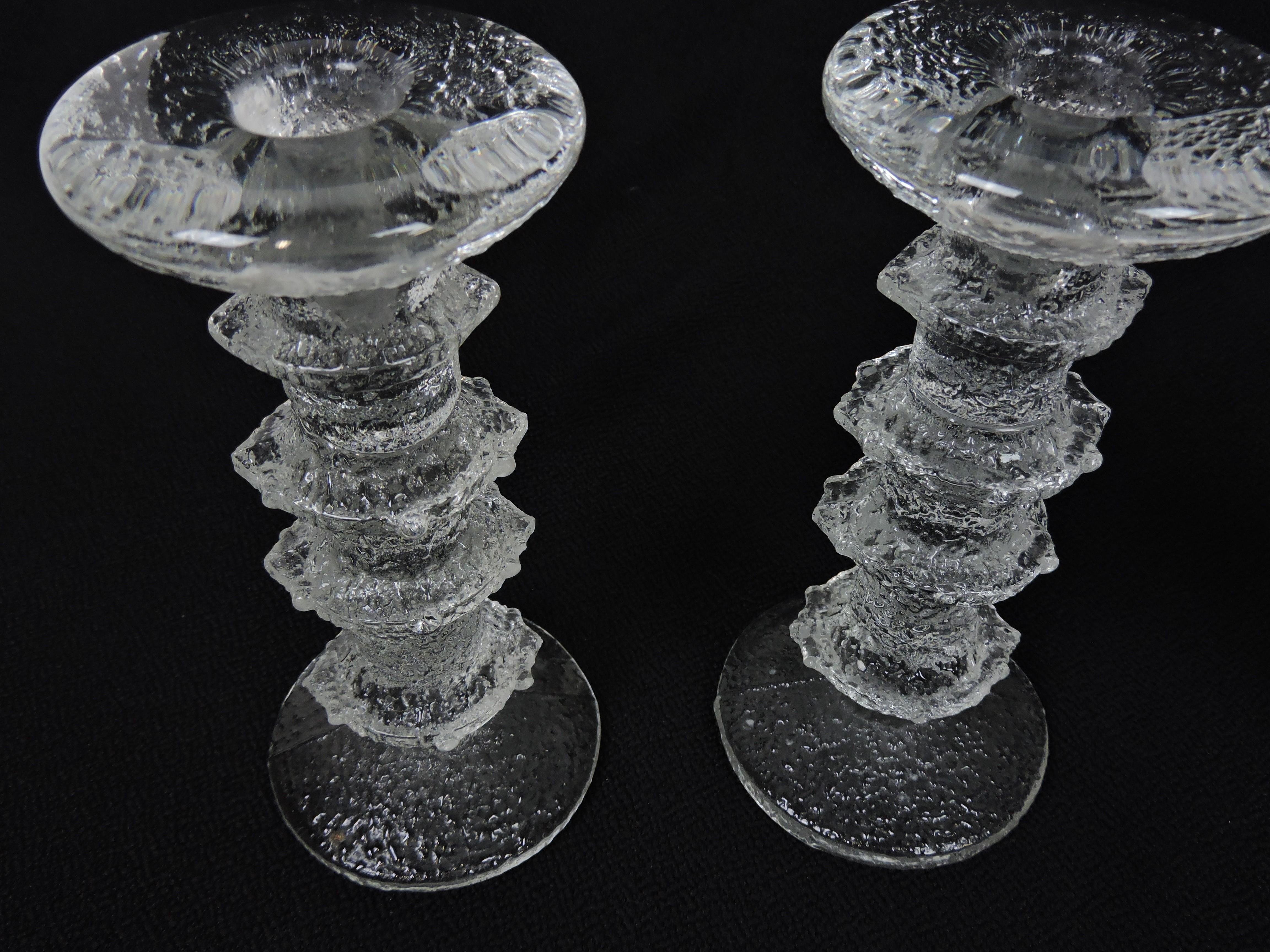 Set of 8 Iittala Festivo Glass Candlesticks by Timo Sarpaneva In Good Condition For Sale In Chesterfield, NJ