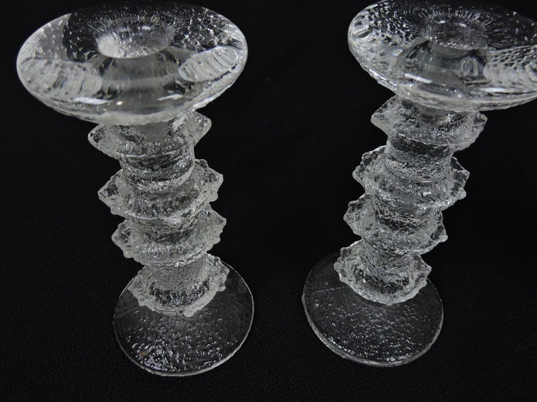 Set of 8 Iittala Festivo Glass Candlesticks by Timo Sarpaneva For Sale 2