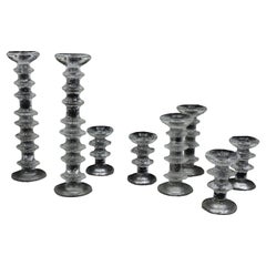 Set of 8 Iittala Festivo Glass Candlesticks by Timo Sarpaneva