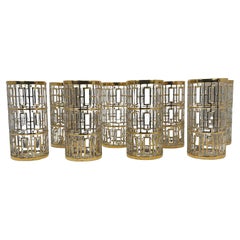 Set di 8 bicchieri Highball in vetro Imperial Gold con motivo "Shoji" in oro 22k Set di 8 bicchieri Highball in vetro Imperial Gold con motivo "Shoji" in oro 22k