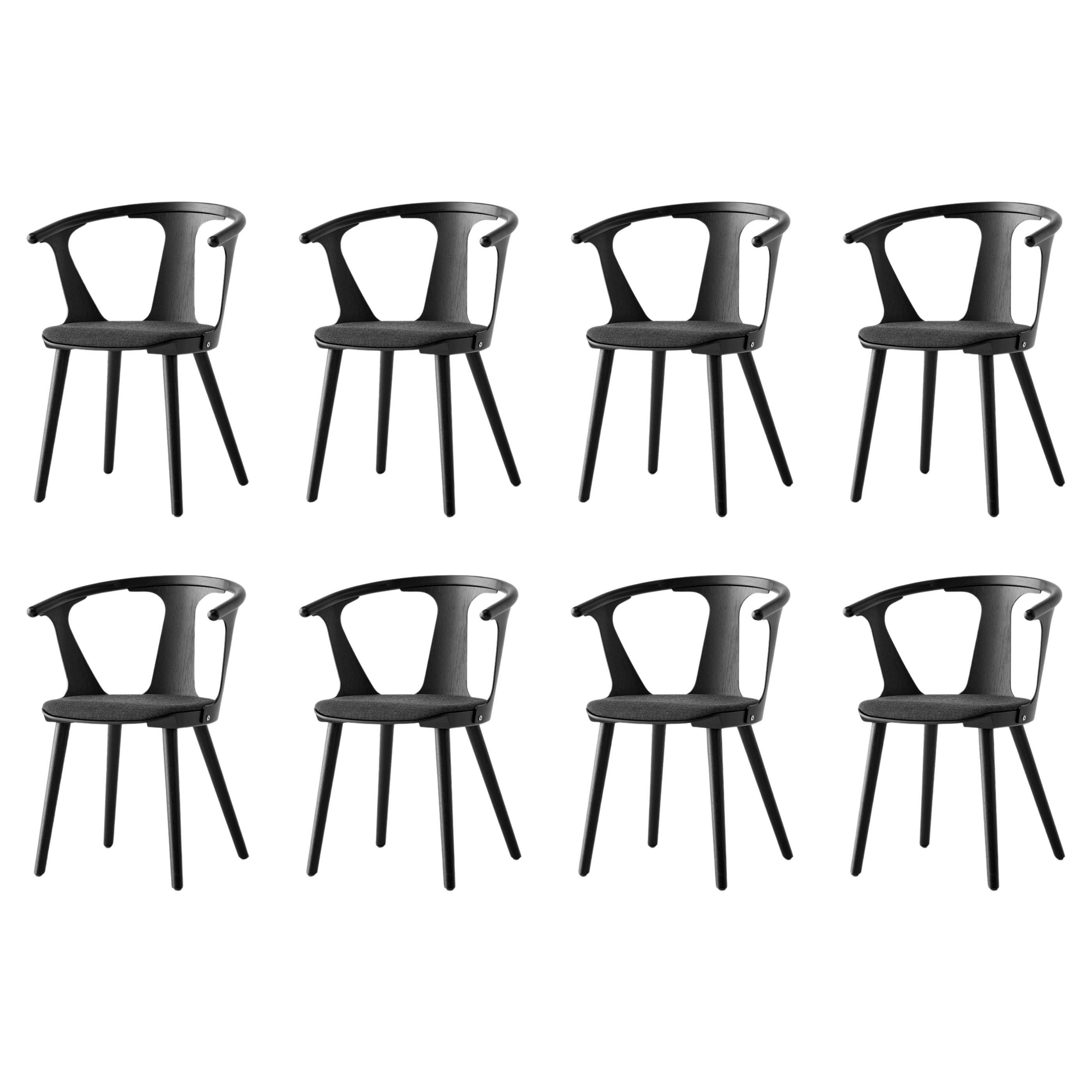 Ensemble de 8 chaises In Between Sk2, chêne laqué noir et Kvadrat - Fiord 191 pour AT&T