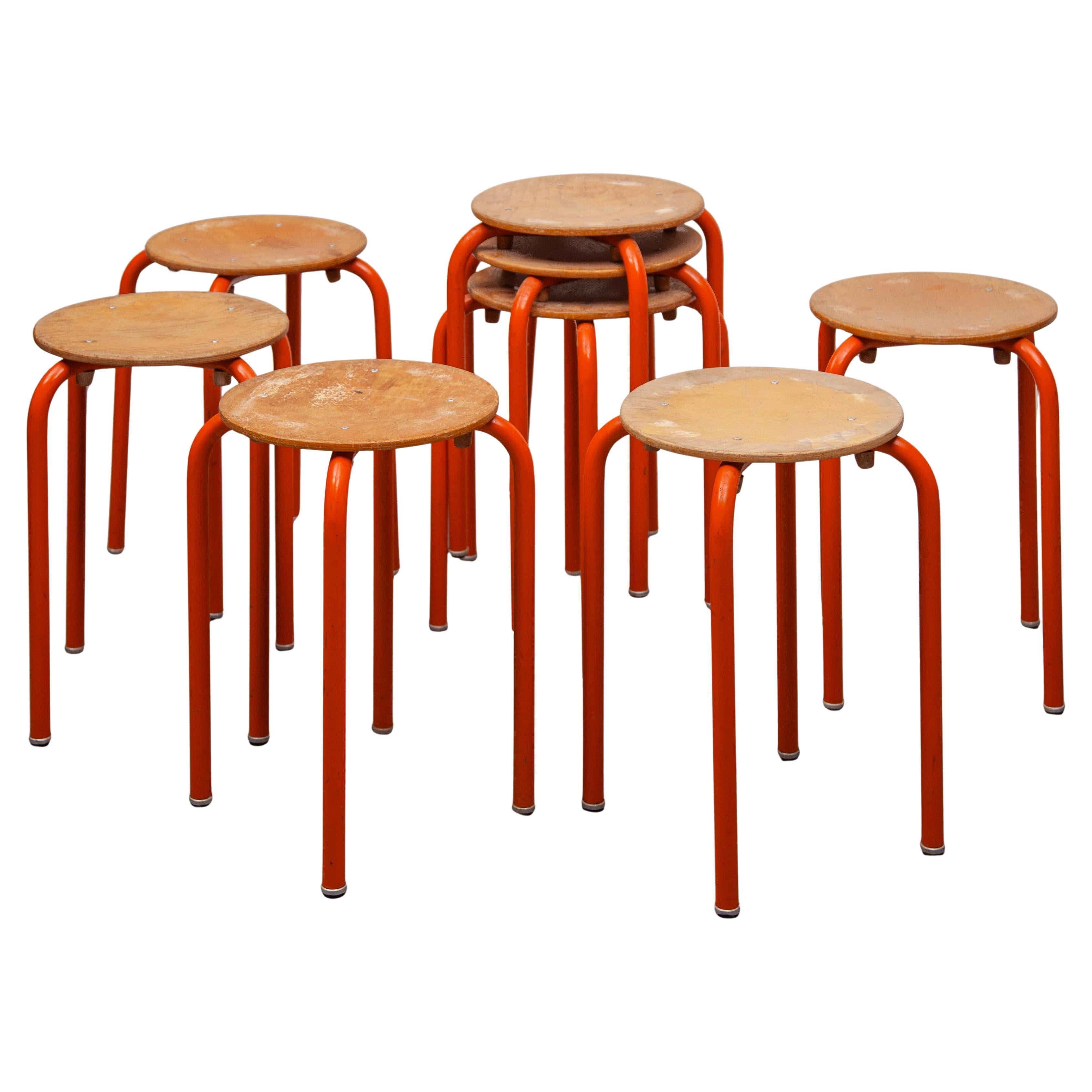 Set of 8 Industrial Studio Stackable Stools