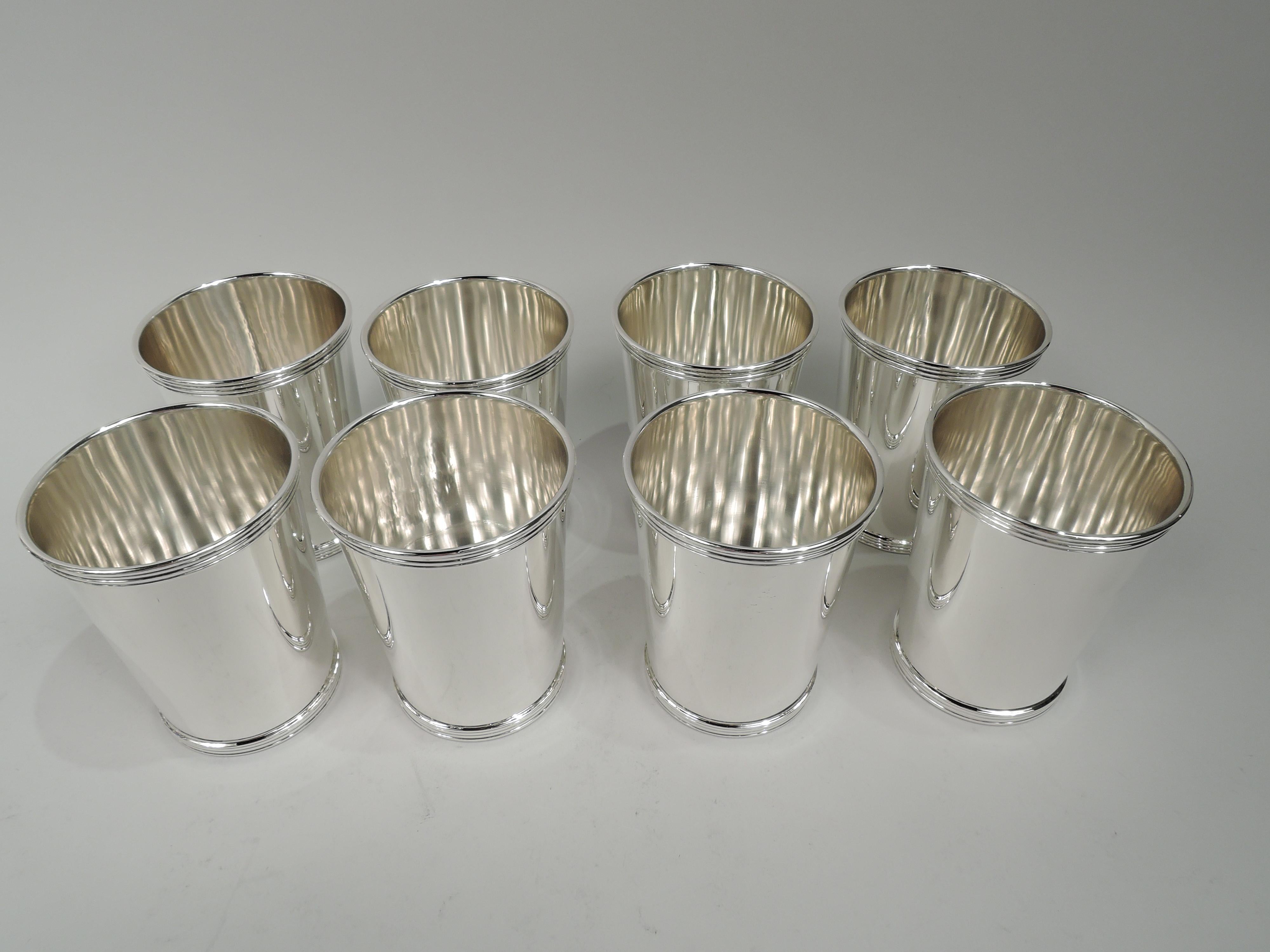 Modern Set of 8 International Sterling Silver Mint Julep Cups