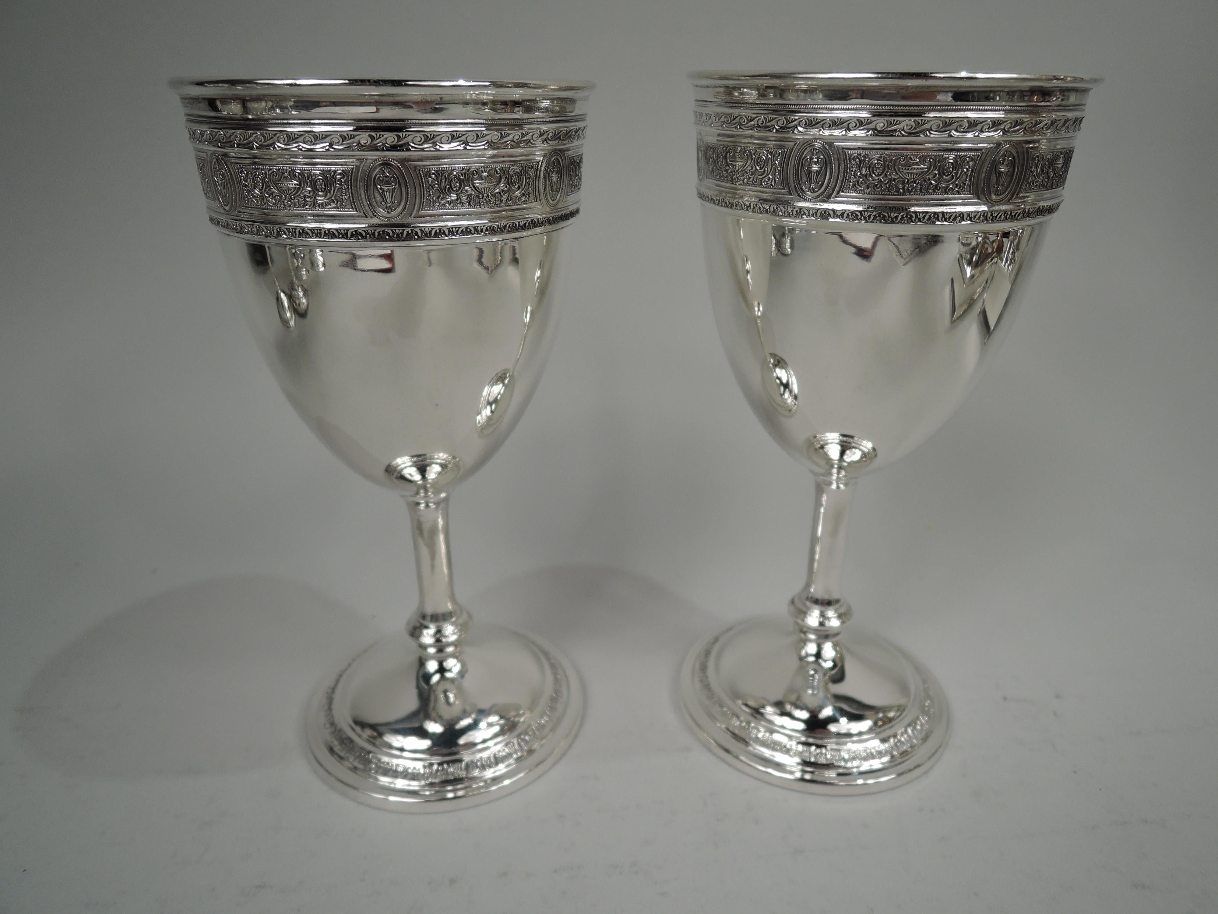 Neoclassical Revival Set of 8 International Wedgwood Sterling Silver Goblets For Sale