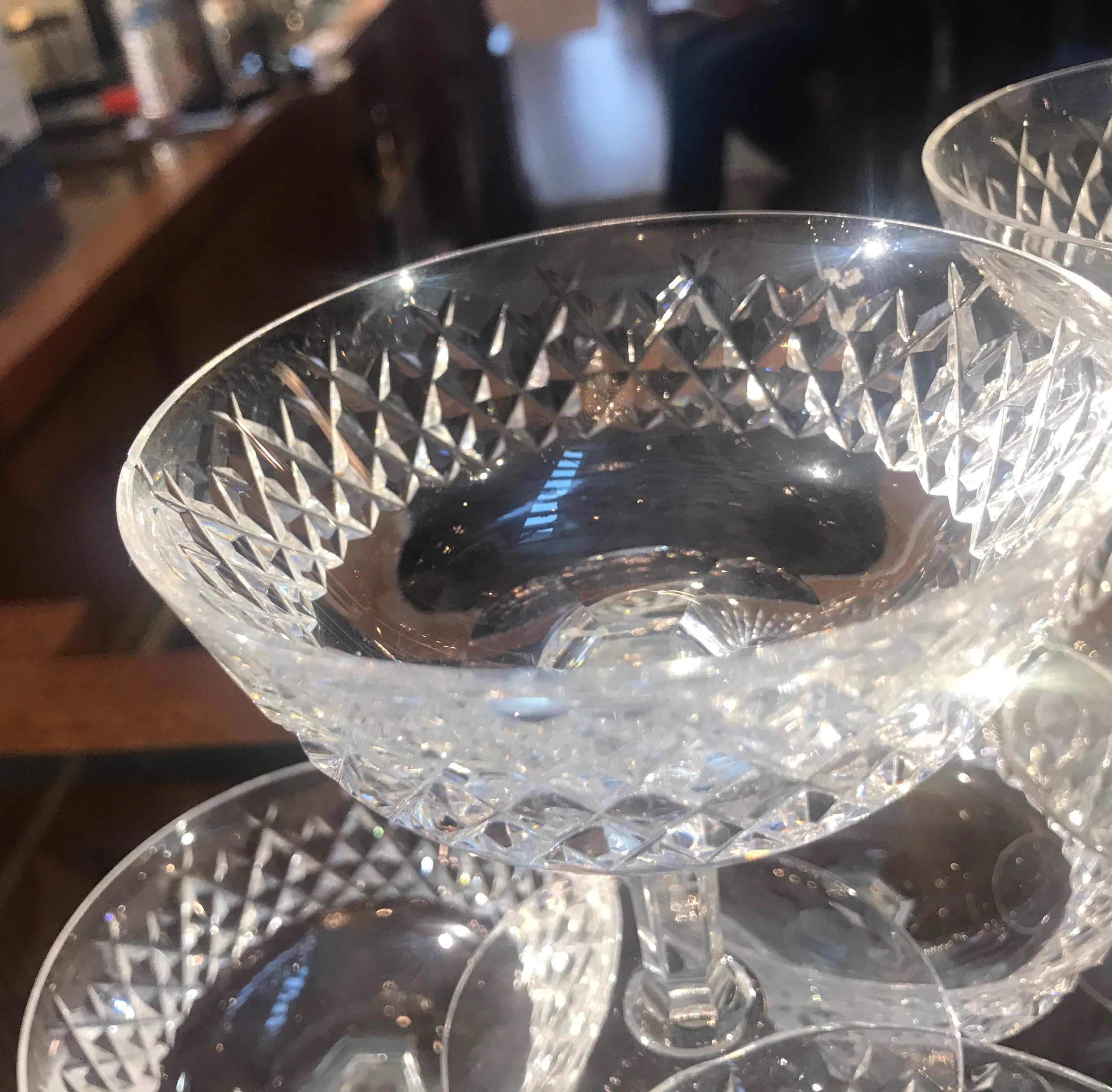 Set of 8 Irish Cut Crystal Champagne Coupes In Excellent Condition In Lambertville, NJ